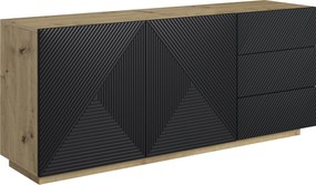 Dvojdverová komoda Asha 167 cm so zásuvkami - artisan / čierny mat