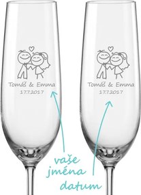 Svadobné poháre na sekt Šťastní novomanželia, 2 ks
