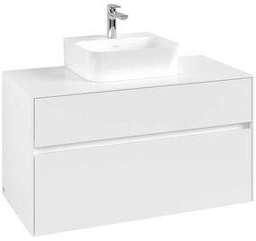 VILLEROY &amp; BOCH Collaro závesná skrinka pod umývadlo na dosku (umývadlo v strede), 2 zásuvky, 1000 x 500 x 548 mm, White Matt, C09400MS