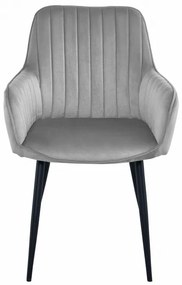 Jedálenská stolička SOLDEN zamatová strieborná / sivá (čierne nohy)