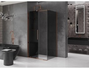 Mexen Velar, sprchový kút s posuvnými dverami 120 x 90 cm, 8mm šedé sklo, ružové zlato, 871-120-090-41-60