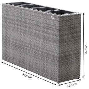 InternetovaZahrada Kvetináč 95x27x60cm sivý - 4 nádoby