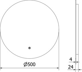 Mexen Erg, okrúhle LED podsvietené kúpeľňové zrkadlo 50 cm, 6000K, vykurovacia podložka proti zahmlievaniu, 9823-050-050-611-00