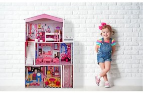 Sapphire Veľký drevený domček pre bábiky s príslušenstvom SK-01 - 3 poschodia