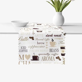 Goldea behúň na stôl teflónový - kávové menu 35x140 cm