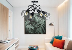 Závesná lampa do LOFT s 4x diamantovo čierna