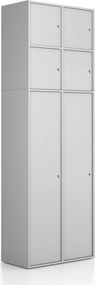 Nadstavba pre skrine FRAME, 4x dvere, 872 x 450 x 854 mm, cylindrický zámok, sivá