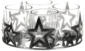Adventný svietnik so sklenenou hviezdou, kov,striebro