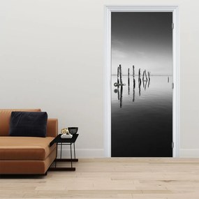 Fototapeta na dvere - Čiernobiela vodná hladina (95x205cm)