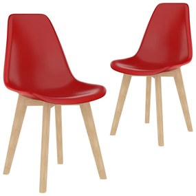 Jedálenské stoličky 2 ks, červené, plast