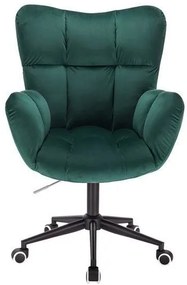 LuxuryForm DESIGN Kreslo AURORA VELUR na čiernej podstave s kolieskami - zelené