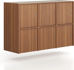 Nadstavba pre skrine FRAME, 6x dvere, 1299 x 450 x 854 mm, cylindrický zámok, orech