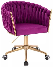 LuxuryForm DESIGN Kreslo NORDEN VELUR na zlatej podstave s kolieskami - fuchsia