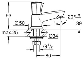 GROHE 20404001 - Stojanový ventil COSTA L DN 15 lesklý chróm