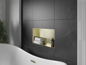 Mexen X-Wall-NR, polička na zapustenie pod obklad bez goliera 60 x 30 cm, zlatá lesklá, 1951603010
