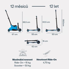 Xtend Scooter Ride-on blue - multifunkčná kolobežka