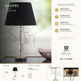 Stolná lampa Leaves 60 cm čierno-zlatá