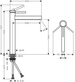 Hansgrohe Finoris, umývadlová batéria 260, s výpustom Push-Open, chrómová, HAN-76070000