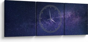 Obraz galaxie (s hodinami) (90x30 cm)