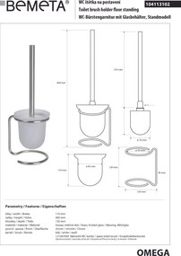 Bemeta Design OMEGA: WC kefa, na postavenie, sklo - 104113102