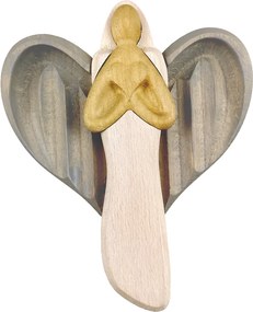 AMADEA Drevený anjel so srdcom, farebný, masívne drevo, 22x15x2 cm