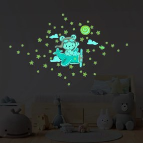 Detská samolepka na stenu 30x25 cm Pilot Bear - Ambiance
