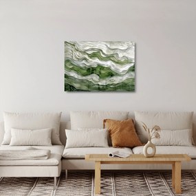 Sklenený obraz - Zelenobiele vlnky (70x50 cm)