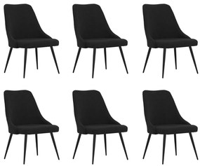 Jedálenské stoličky 6 ks čierne látkové