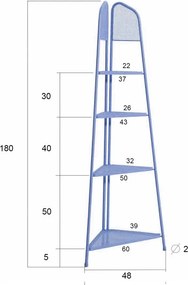 Modrá kovová rohová polica na balkón Garden Pleasure MWH, výška 180 cm