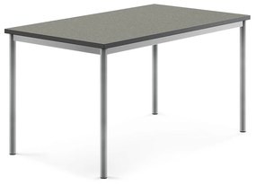 Stôl SONITUS, 1400x800x720 mm, linoleum - tmavošedá, strieborná