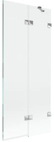 Mexen Lunar, 2-krídlová vaňová zástena pravá 80 x 150 cm, číre sklo, chrómová, 897-080-100-01-00-P