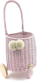 Prútený košík s rúčkou – detský ružový | Ručne vyrobený košík pre deti