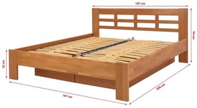 Dvojlôžková posteľ z masívu s úložným priestorom ANGELA 180x200 cm slivka