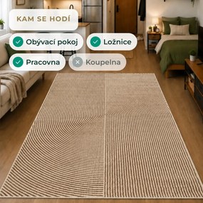 Angel Carpet, Kusový koberec Zafiro 19 Gold, 60x110, žltá, kancelária