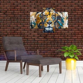 Obraz - Abstraktná olejomaľba s levom (90x60 cm)
