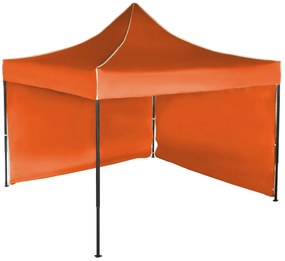 Rýchlorozkladací nožnicový stan 3x3m – oceľový, 2 bočné plachty, Oranžová