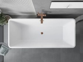 Mexen Tava, voľne stojaca ryhovaná vaňa 170 x 75 cm, biela lesklá, ružové zlato prepad, 52851707500-60