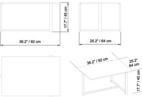 Konferenčný stolík MERIDETHS 45x92 cm zlatá/biela