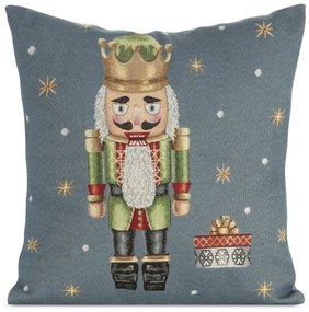 VIANOČNÁ GOBELÍNOVÁ DEKORAČNÁ OBLIEČKA NA VANKÚŠ NUTCRACKER 45X45 CM VZOROVANÁ