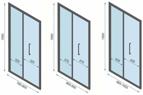 Rea Rapid Fold, 3-stenový sprchovací kút 80 (dvere) x 100 (stena) x 100 (stena) x 195 cm, 6/4mm číre sklo, zlatý lesklý profil, KPL-09402