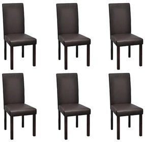 Jedálenské stoličky z umelej kože 6 ks hnedé 160270