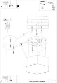 Stropné svietidlo Sunde 2, 1x čierne plastové tienidlo, (biely plast)