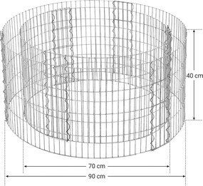 Gabión okrúhly, záhradná dekorácia, strieborná farba