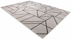 Koberec SIZAL FLOORLUX 20605 geometrický trojuholník - strieborný / čierny