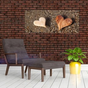 Obraz - Drevené srdiečka (120x50 cm)
