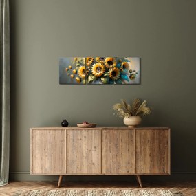 Obraz – Váza so slnečnicami (s hodinami) (90x30 cm)
