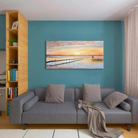 Obraz na plátne FAREBNÝ ZÁPAD SLNKA PRI POBREŽÍ