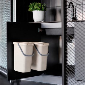 Prosperplast Závesný odpadkový kôš s vekom SYSTEMA Q, 12 l, 26 x 20 x 37,5 cm béžová