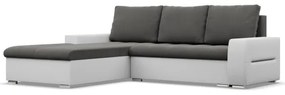 Rohová rozkladacia sedačka AURORA ľavá tmavosivá / biela