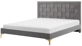 Zamatová posteľ 140 x 200 cm sivá LIMOUX Beliani